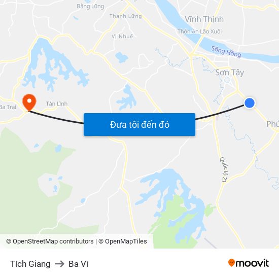 Tích Giang to Ba Vì map