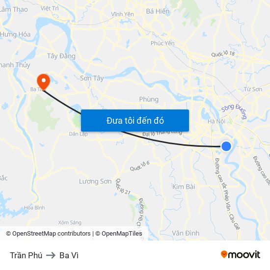 Trần Phú to Ba Vì map