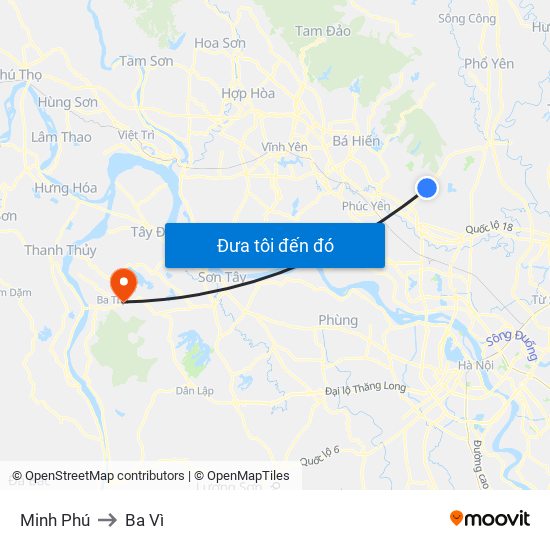 Minh Phú to Ba Vì map