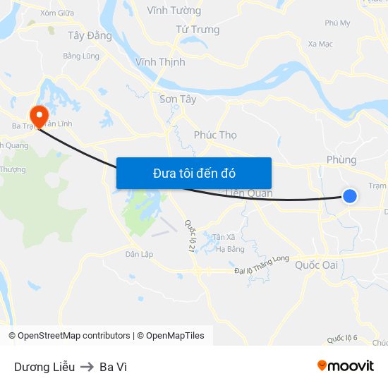Dương Liễu to Ba Vì map