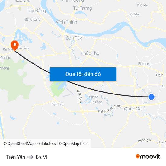 Tiền Yên to Ba Vì map