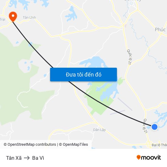 Tân Xã to Ba Vì map