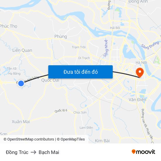 Đồng Trúc to Bạch Mai map
