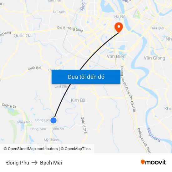 Đồng Phú to Bạch Mai map