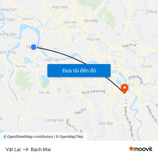 Vật Lại to Bạch Mai map