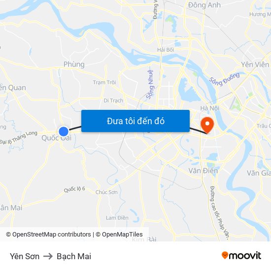 Yên Sơn to Bạch Mai map