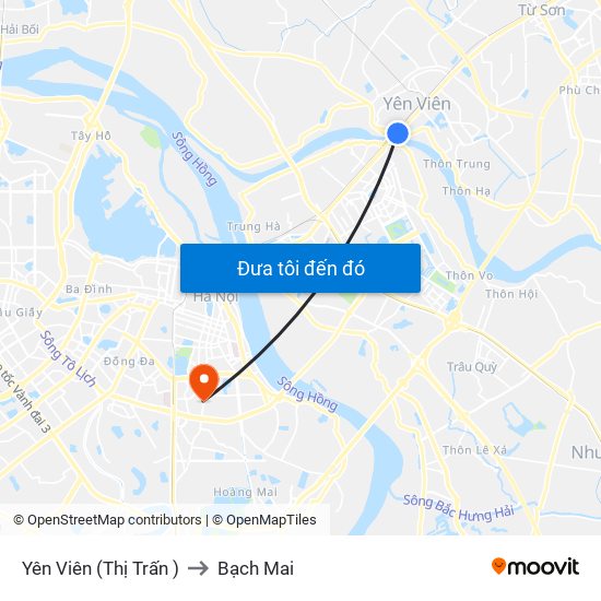 Yên Viên (Thị Trấn ) to Bạch Mai map