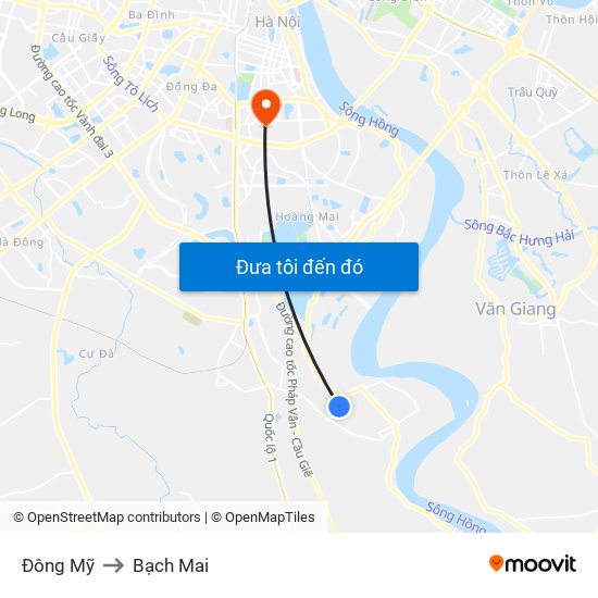 Đông Mỹ to Bạch Mai map