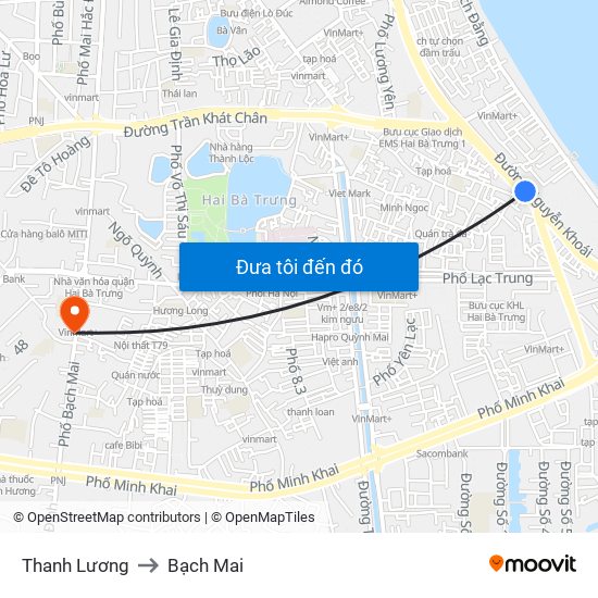 Thanh Lương to Bạch Mai map
