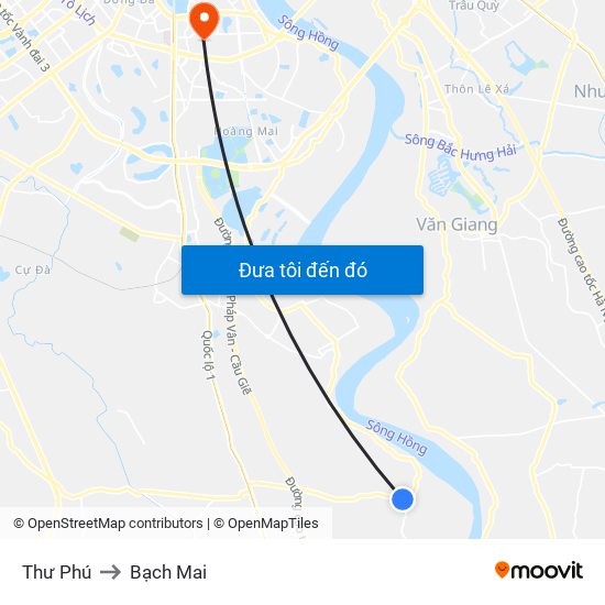 Thư Phú to Bạch Mai map