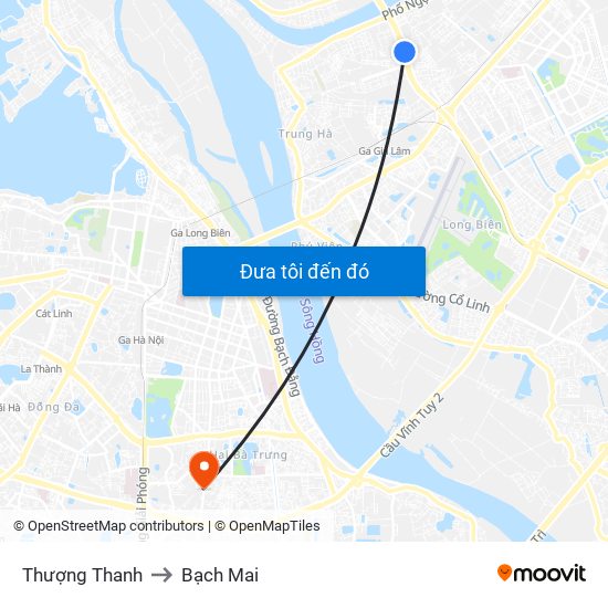 Thượng Thanh to Bạch Mai map