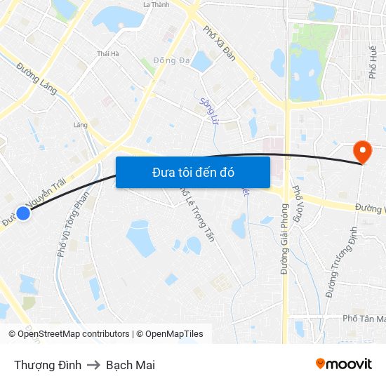 Thượng Đình to Bạch Mai map