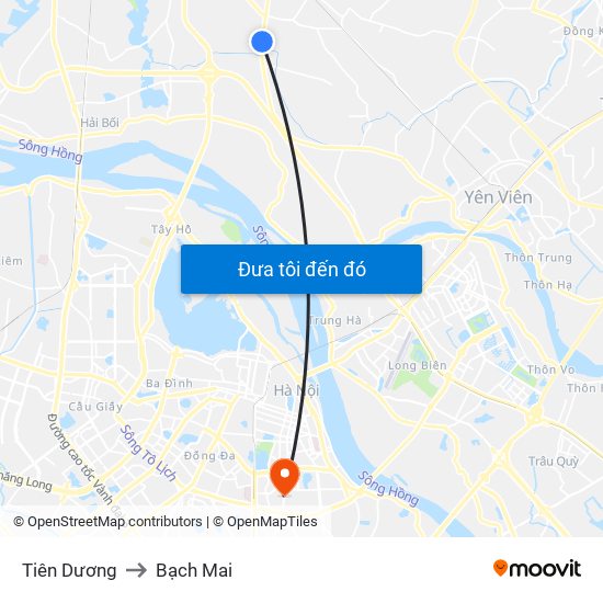 Tiên Dương to Bạch Mai map