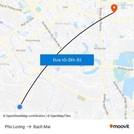 Phú Lương to Bạch Mai map