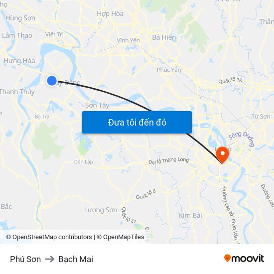 Phú Sơn to Bạch Mai map