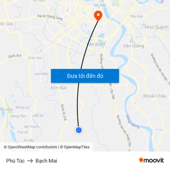 Phú Túc to Bạch Mai map