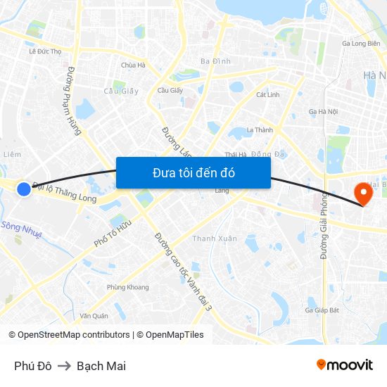 Phú Đô to Bạch Mai map