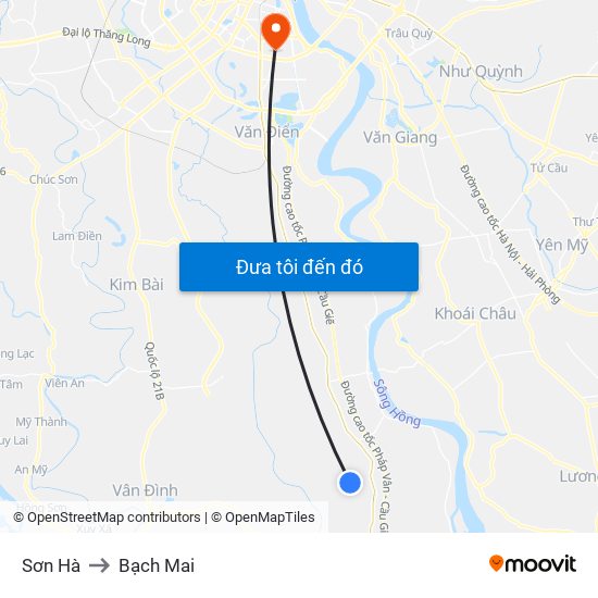 Sơn Hà to Bạch Mai map