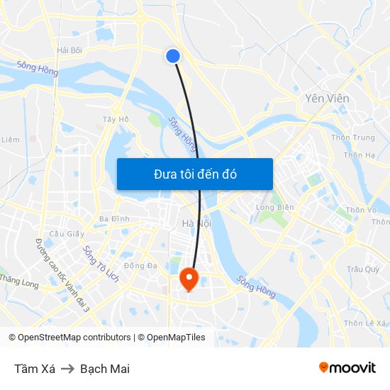 Tầm Xá to Bạch Mai map