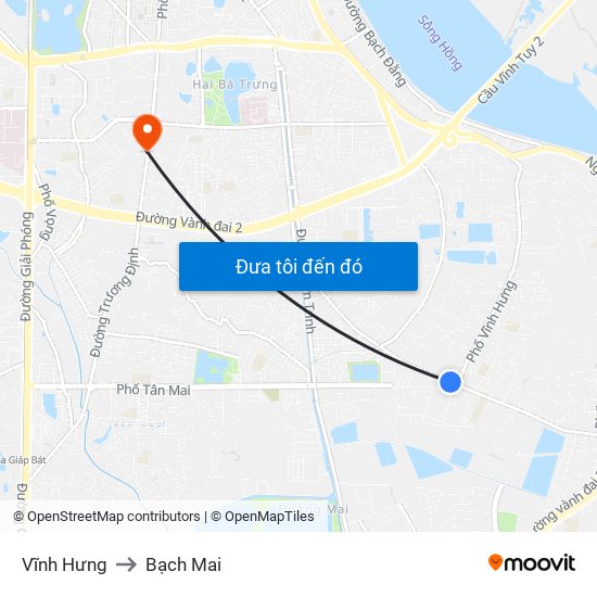 Vĩnh Hưng to Bạch Mai map