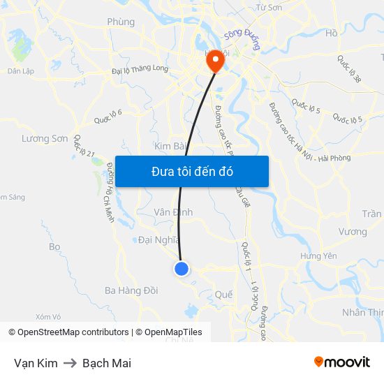 Vạn Kim to Bạch Mai map