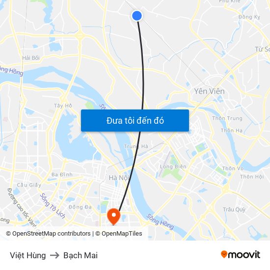 Việt Hùng to Bạch Mai map