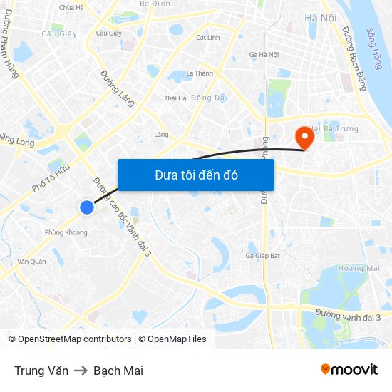 Trung Văn to Bạch Mai map