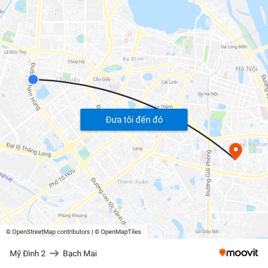 Mỹ Đình 2 to Bạch Mai map