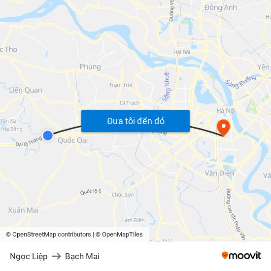 Ngọc Liệp to Bạch Mai map