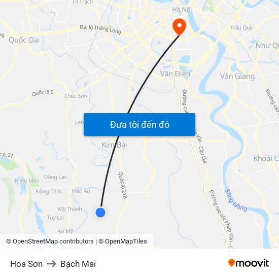 Hoa Sơn to Bạch Mai map