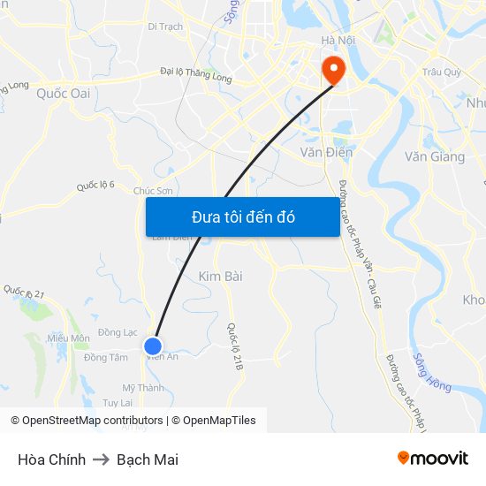 Hòa Chính to Bạch Mai map