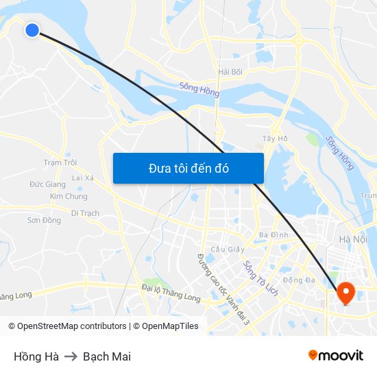 Hồng Hà to Bạch Mai map