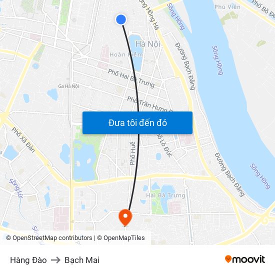 Hàng Đào to Bạch Mai map