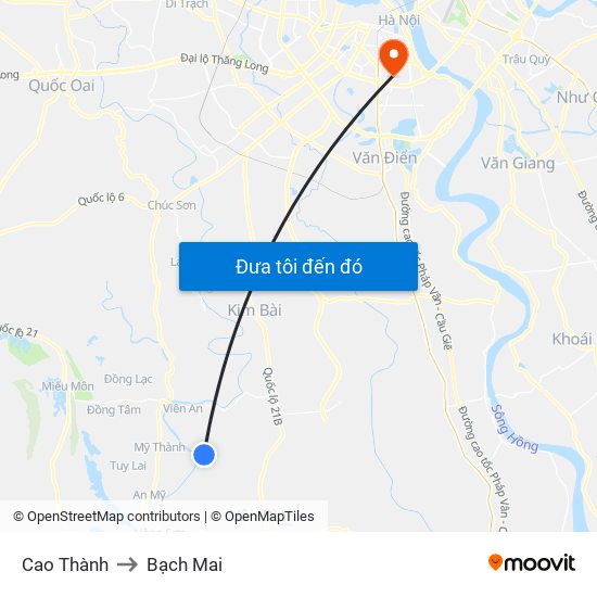 Cao Thành to Bạch Mai map