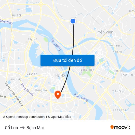 Cổ Loa to Bạch Mai map
