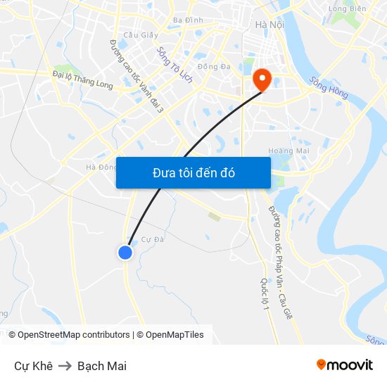 Cự Khê to Bạch Mai map