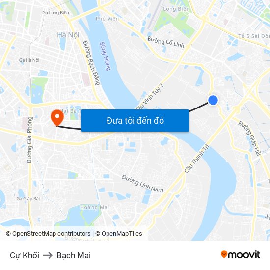 Cự Khối to Bạch Mai map