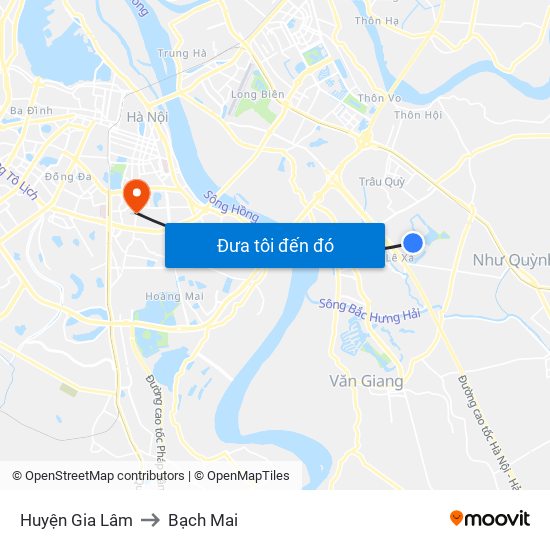 Huyện Gia Lâm to Bạch Mai map