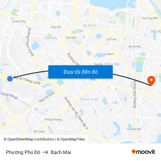 Phường Phú Đô to Bạch Mai map