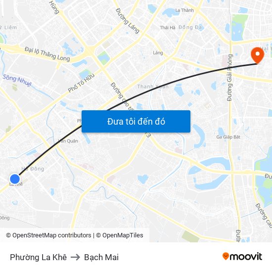 Phường La Khê to Bạch Mai map