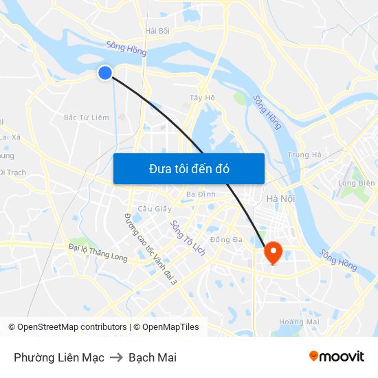 Phường Liên Mạc to Bạch Mai map