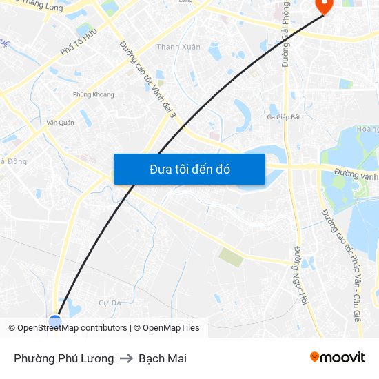 Phường Phú Lương to Bạch Mai map