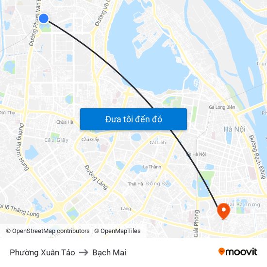 Phường Xuân Tảo to Bạch Mai map