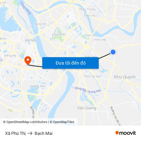 Xã Phú Thị to Bạch Mai map