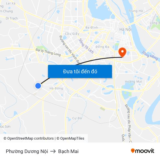 Phường Dương Nội to Bạch Mai map