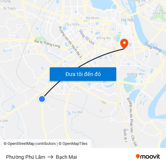 Phường Phú Lãm to Bạch Mai map