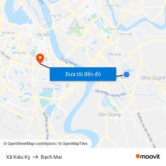 Xã Kiêu Kỵ to Bạch Mai map