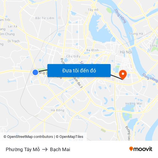 Phường Tây Mỗ to Bạch Mai map