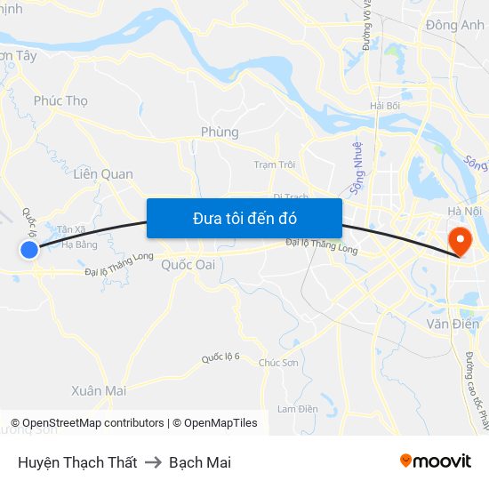 Huyện Thạch Thất to Bạch Mai map