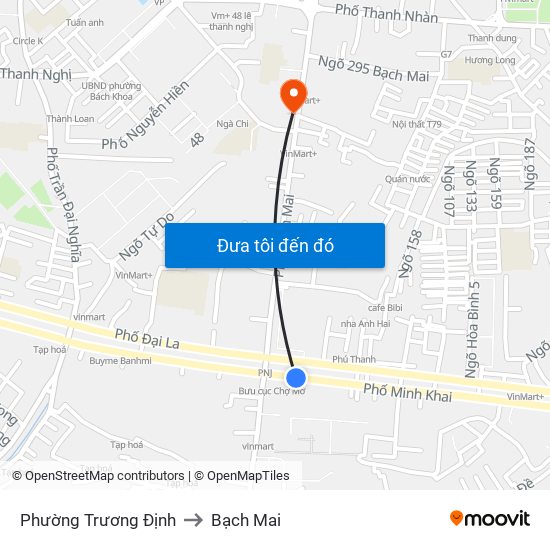 Phường Trương Định to Bạch Mai map